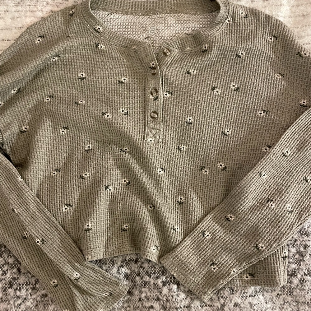Olive Green Floral Women's Top